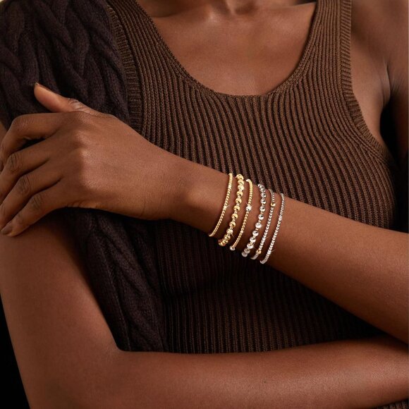 Women's Layered Elastic Stretch Beaded Bracelets Bracelet Set Size of 6.5inch - Picture 2 of 9